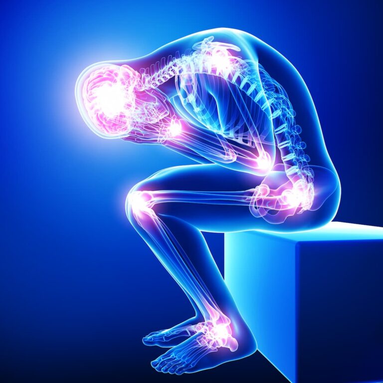 Illustration of painful knee and shoulder joints