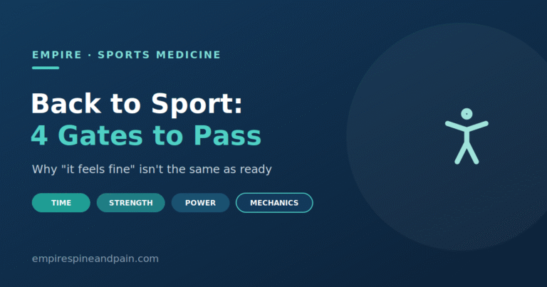 Returning to sport after knee surgery — the four gates: time, strength, power, and movement mechanics