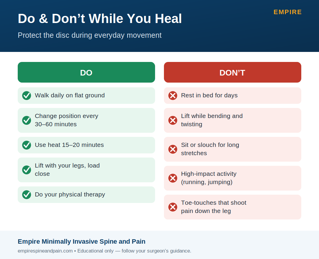 Bulging disc do and don't while you heal