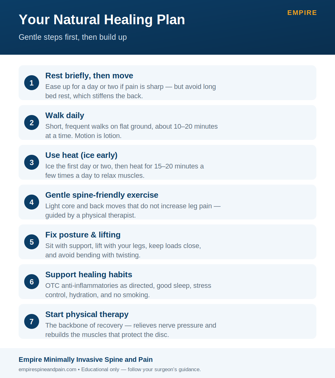 Natural healing plan for a bulging disc: 7 steps