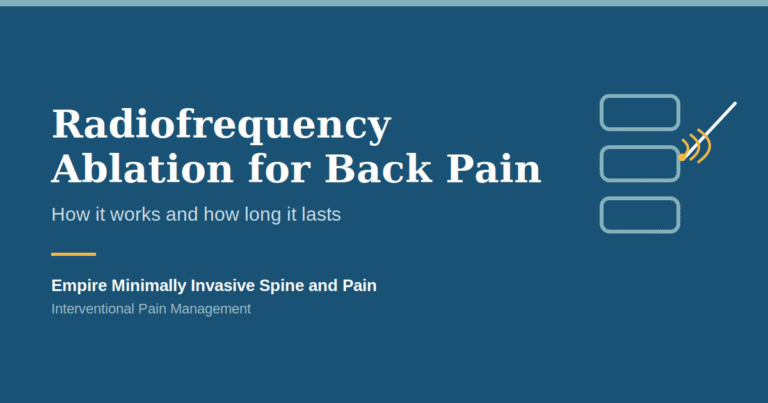 Illustration of radiofrequency ablation targeting a spinal nerve