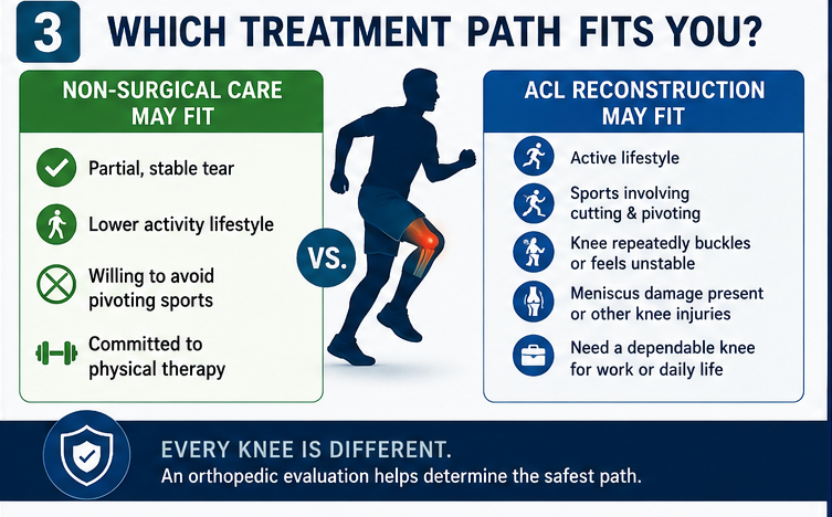 Non surgical care vs acl reconstruction
