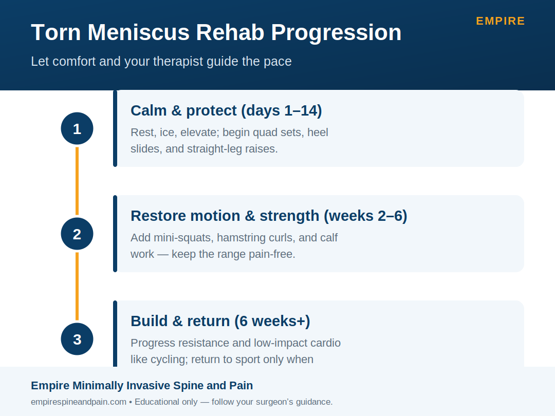 Torn meniscus rehab progression by phase