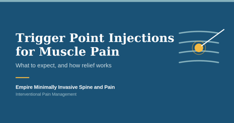 Illustration of a trigger point injection into a muscle knot