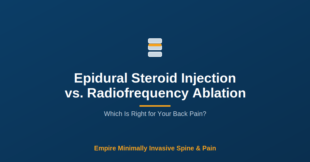 Epidural Steroid Injection vs. Radiofrequency Ablation — Empire Minimally Invasive Spine and Pain