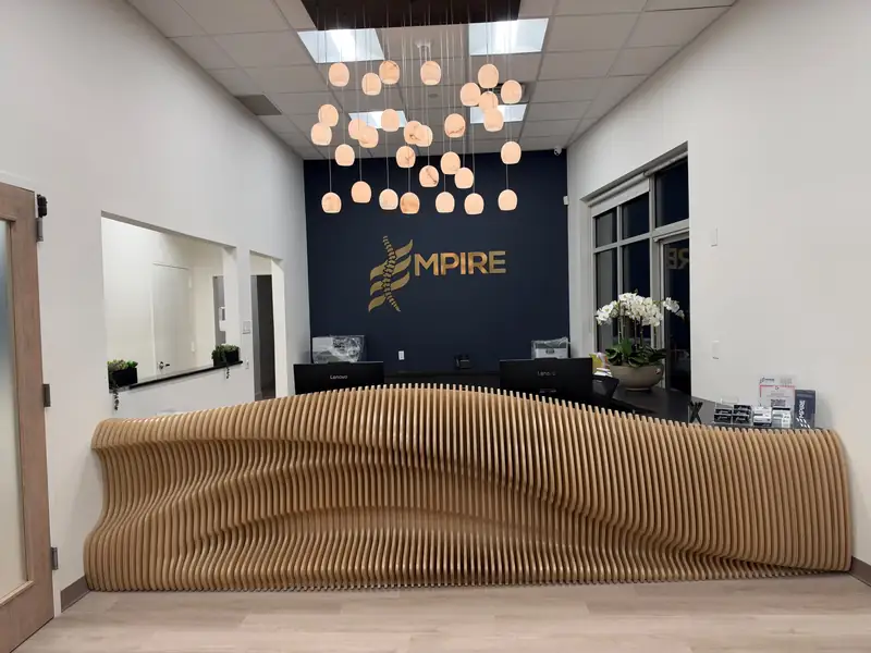 Reception desk at Empire Minimally Invasive Spine and Pain, 520 Old Country Rd, Plainview, NY